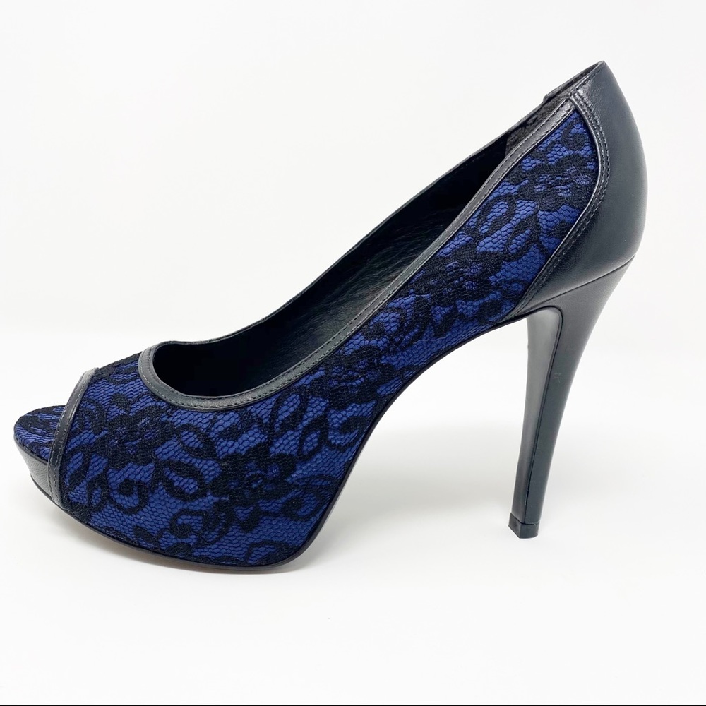 Pour La Victoire blue high heel pumps black lace 9 - Picture 6 of 8